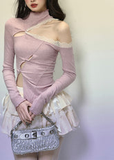 Off-Shoulder Lace Long Sleeve